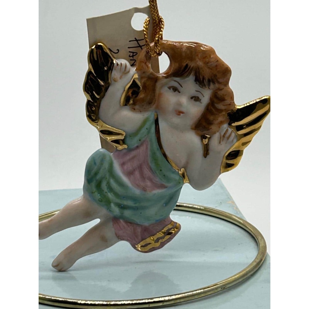 Vintage COULTER'S CHINA 24K Hand Painted Angel Christmas Ornament NOS - Picture 7 of 7